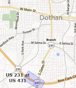 Map of Dothan, AL hotels