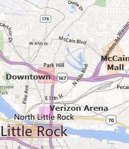 Map of North Little Rock, AR hotels