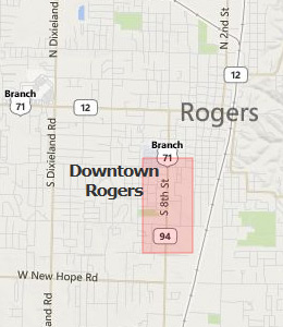 Map of Rogers, AR hotels
