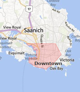 Map of Victoria, BC hotels