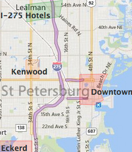 Map of St Petersburg, FL hotels