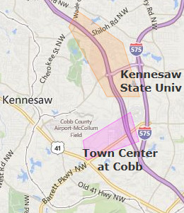 Map of Kennesaw, GA hotels