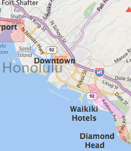 Map of Honolulu, HI hotels