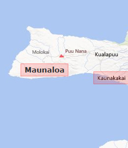 Map of Molokai, HI hotels