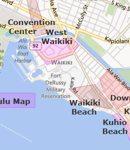 Map of Waikiki, HI hotels