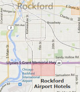 Map of Rockford, IL hotels