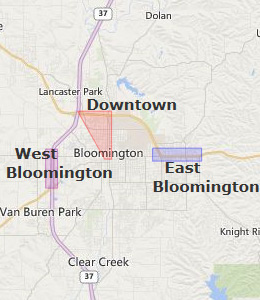 Map of Bloomington, IN hotels
