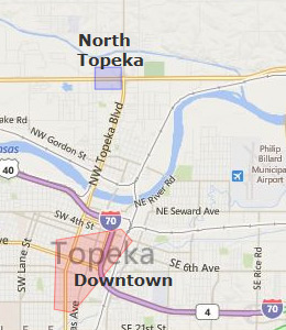 Map of Topeka, KS hotels