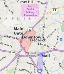Map of Frederick, MD hotels
