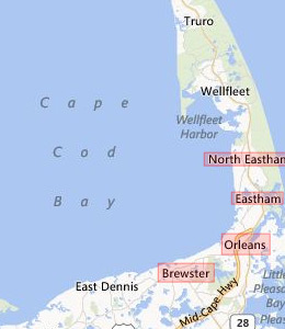 Map of Cape Cod, MA hotels