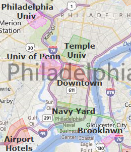 Map of Philadelphia, PA hotels