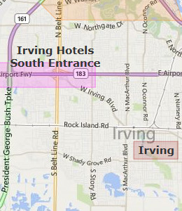 Map of DFW Airport, TX hotels