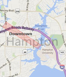 Map of Hampton, VA hotels