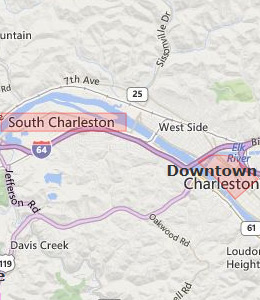 Map of Charleston, WV hotels