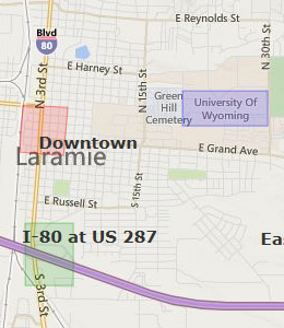 Map of Laramie, WY hotels