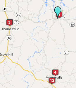 Map of Camden, AL hotels
