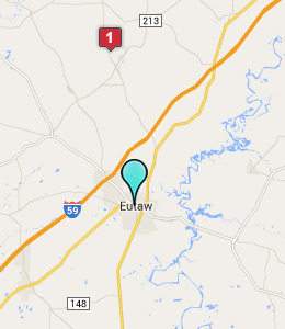 Map of Eutaw, AL hotels