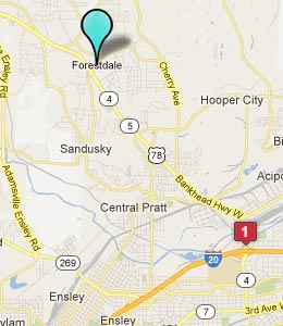 Map of Forestdale, AL hotels