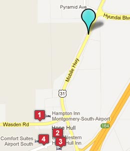 Map of Hope Hull, AL hotels