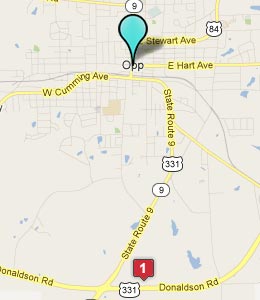 Map of Opp, AL hotels