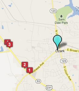 Map of Ozark, AL hotels