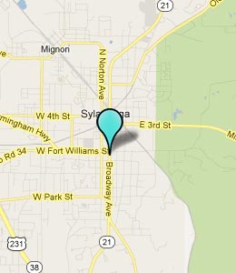 Map of Sylacauga, AL hotels