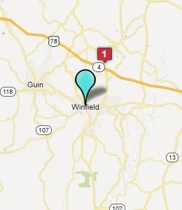 Map of Winfield, AL hotels