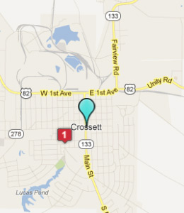 Map of Crossett, AR hotels