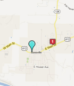 Map of Gassville, AR hotels