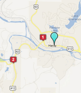 Map of Hardy, AR hotels