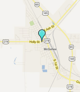 Map of McGehee, AR hotels