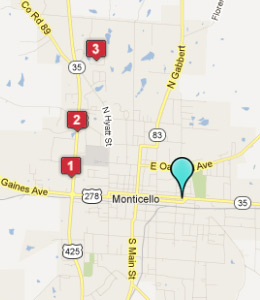 Map of Monticello, AR hotels