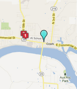 Map of Ozark, AR hotels