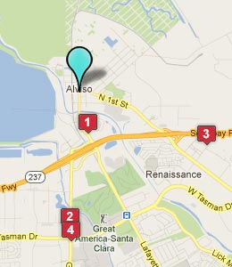 Map of Alviso, CA hotels