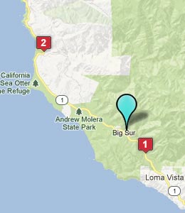 Map of Big Sur, CA hotels