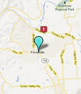 Map of Forestville, CA hotels