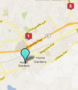 Map of Home Gardens, CA hotels