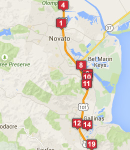 Map of Inverness, CA hotels