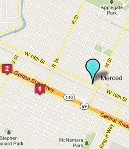 Map of Merced, CA hotels
