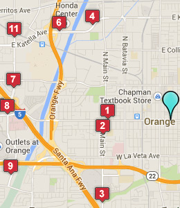 Map of Orange, CA hotels