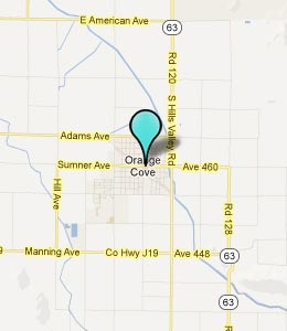 Map of Orange Cove, CA hotels