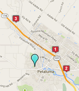 Map of Petaluma, CA hotels