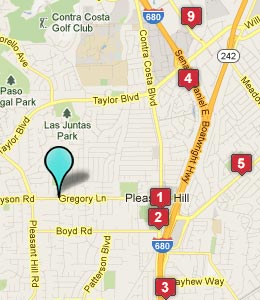 Map of Pleasant Hill, CA hotels