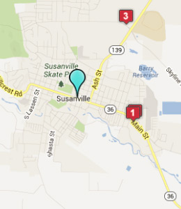 Map of Susanville, IN hotels