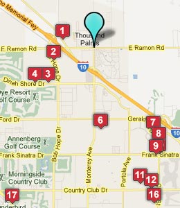 Map of Thousand Palms, CA hotels