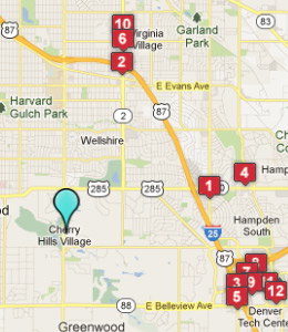 Map of Cherry Hills Village, CO hotels