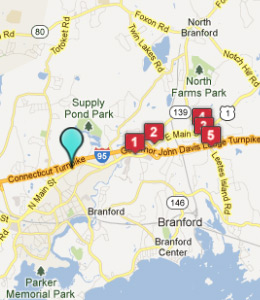 Map of Branford, CT hotels