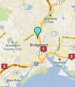 Map of Bridgeport, CT hotels