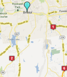 Map of Bristol, CT hotels