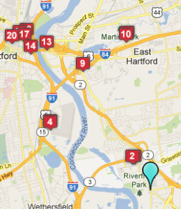 Map of Glastonbury, CT hotels